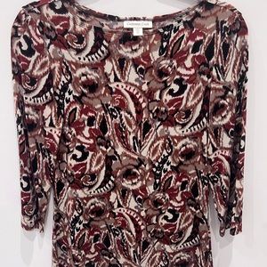 Coldwater Creek. Size:XS. 3/4 Sleeve. Copper, different shades of brown & black.